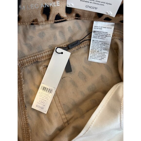 NEW Chico's So Slimming Leopard Girlfriend Slim Ankle High-Rise Denim Jeans 10 - Picture 10 of 15